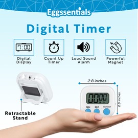 Pack of 4 - Kitchen Timer with Big Digital Numbers and Loud Alarm - Kitchen Timers for Cooking, Classroom for Kids, Gym, Yoga, Office.