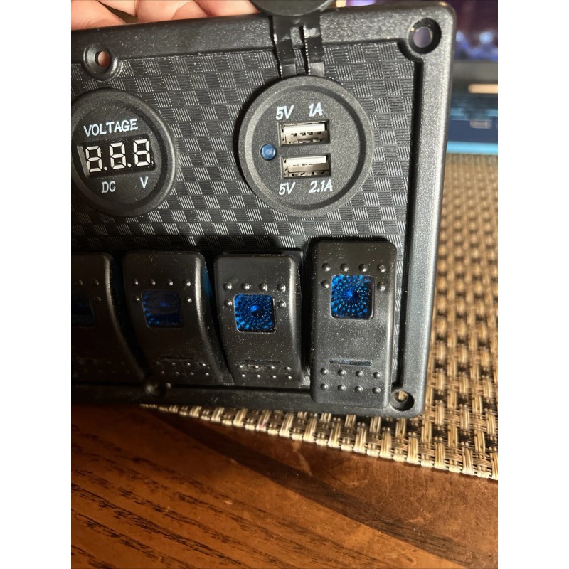 Universal 6 Gang Marine Boat Rocker Switch Panel Waterproof +