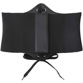 Hoerev Women's Girls’ Wide Elastic Belt Elastic Waspie Corset with Ties Waist Belt Bustiers Corsets - black, size: XS