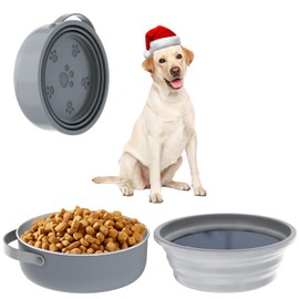 Xuyub Travel Dog Bowls Set 2in1 Stainless Steel Dog Food Bowl 5 Cups/40oz, Collapsible Dog Water Bowl for Small to Large Sized Dog Portable Dog Bowls for Trip, Camping