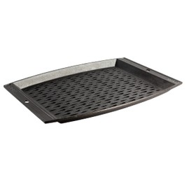 Lodge Pre-Seasoned Cast Iron Rectangle Grill Topper - Use on the Grill - Grilling Pan Designed to Protect Food from Falling Through the Grate - Cast Iron 15 Inch