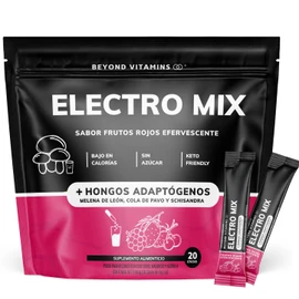 Electrolitos Sin Azúcar En Polvo Beyond Vitamins | Hidratación Baja en Calorías, apto dieta Keto | Sabor fresco y vibrante para una recuperación increíble | 20 sticks individuales (20 Sticks, Frutos Rojos Efervescente (Con Hongos))