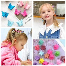 Mini Butterfly Hair Clips, Kememo 100PCS Cute Hair Clips Mix Shape, Mini Hair Clips with Box Hair Accessories for Girls Kids Women Assorted Colors