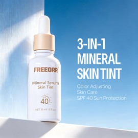 FREEORR Color Changing Tinted Serum SPF 40, Liquid Color Adjust Skin Tint Mineral Sunscreen Foundationwith Hyaluronic Acid & Niacinamide, Buildable Lightweight to Medium Coverage