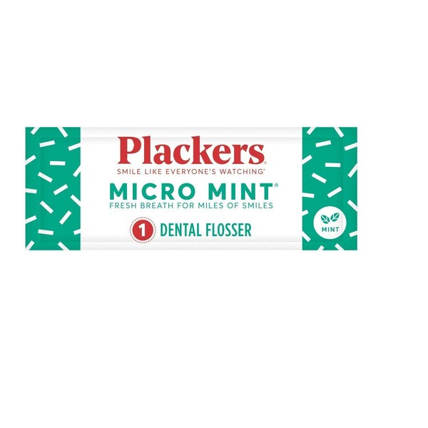 Plackers Micro Mint Dental Floss Picks, Made with Super TufFloss®, Protected Fold Away Pick, Easy to Use, Cool Mint, Green, Individually Wrapped, 500 Count