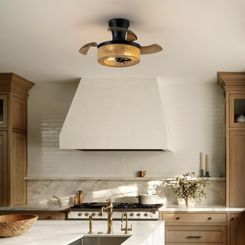 Spacora 28'' Retractable Ceiling Fan with Lights, Flush Mount Small