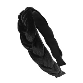 axy Traditional Headband Braided for Dirndl Velvet Braided Look Women's Headband Hair Accessories Hair Band Hairband HRZ3 (Black)