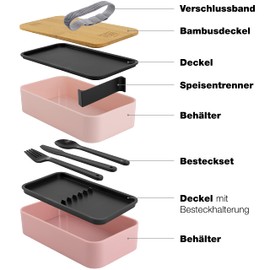 Moritz & Moritz Set of 2 Bento Box Children in Pink - Perfect Lunch Box for Children and Adults - Lunch Box with Compartments - Ideal for Work, School and Travel