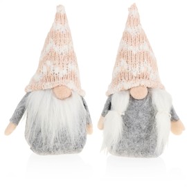 com-four® 2 x Premium Christmas Gnome Pair for Christmas Decoration, Scandinavian Figures as Winter Decorative Items, Edge Stools as Room Decoration or Gift