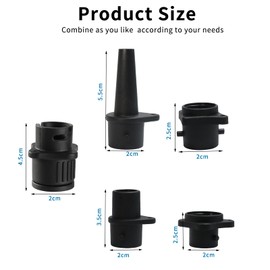 pangdapengpeng 5-piece Set Air Valve Adaptor, Sup Pumpe Adapter, Multifunction Air Pump Converter for Paddleboards, Inflatable Boat, Kayak (Black)