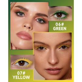 Green Yellow Colored Mascara, 2Pcs Waterproof Tubing Mascara, Volume and Length Smudge-proof Mascara for Eyelashes, Long Lasting Lengthening Curling Non Clumping Eye Lashes, Eye Makeup for Women-Set D