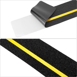 QWORK 10-Pack 4" x 30" Anti Slip Stair Treads with Reflective Stripe, Pre-Cut Stair Treads Tape, Waterproof, Peel & Stick Traction Tape for Stairs Step, Floor, Indoor & Outdoor Use