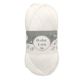 WoolCraft Baby Lux DK Knitting & Crochet Yarn, Great Value Yarn Available in Solid Colours and Prints, 60% Bamboo & 40% Polyamide, 250 Metres, 100g Balls, Single Ball, White
