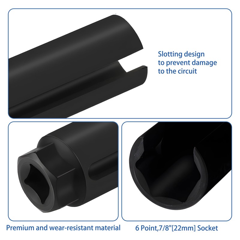 Oxygen Sensor Socket, 3/8" Drive x 7/8" (22mm) Hex with