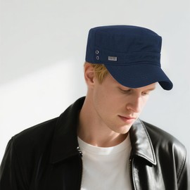 Unisex Cadet Army Cap Military Adjustable Flat Top Hat for Men Women