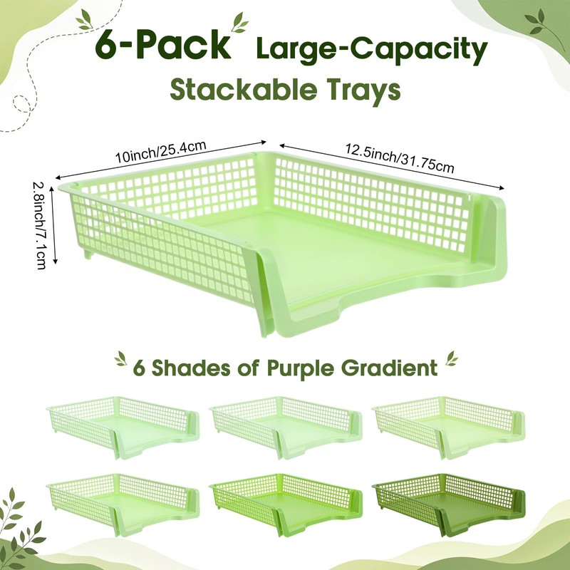 Bokon Sage Green 6 Pack Classroom Turn in Trays, Stackable