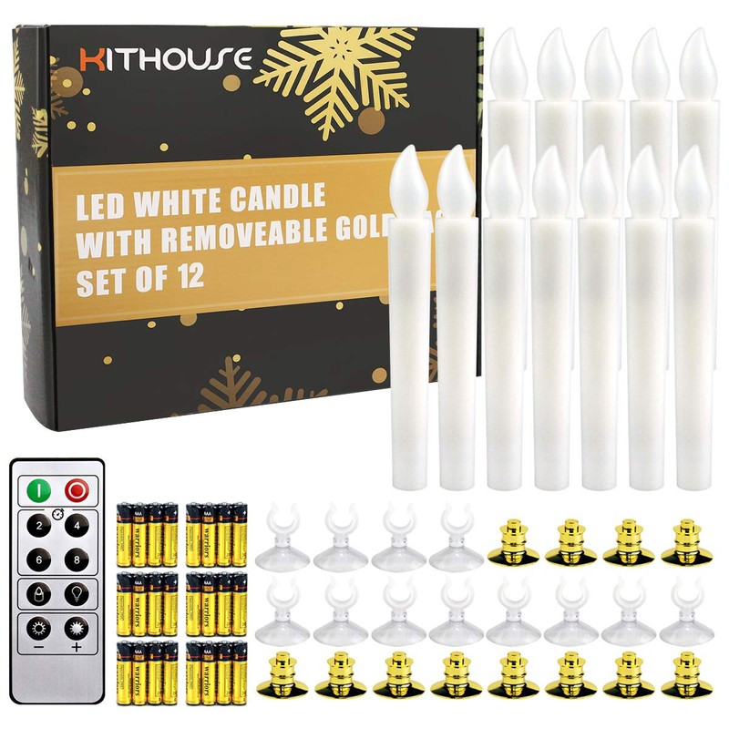 12 Set Halloween Christmas Window Candles Lights with Timer Battery
