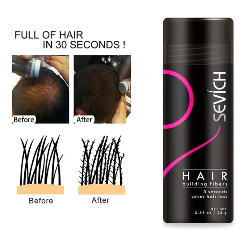 Fibras Capilares Natural Disimular Calvicie Relleno Cabello