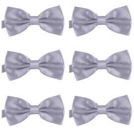 DonDon Set of 6 Men's Bow Ties 12 x 6 cm Tied and Adjustable Length, platinum