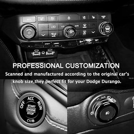 SENSHINE SENSHINE Air Conditioning Knob Cover Volume Control Tune Switch, Headlight Control, Enginer Start Stop Buttton Covers Outer Ring for Dodge Durango Accessories 2021-2025 AC Climate Rings 6Pcs(Black)