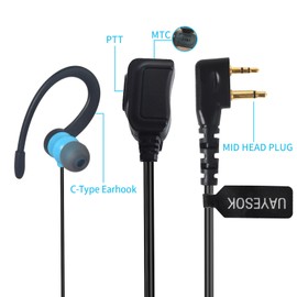 UAYESOK Walkie Talkie Earpiece 2 Pin with Mic PTT G Type Radio Security Headset Compatible with for Midland G7 G7PRO G8 G9 G5 G6 XT60 XT70 M24 M48 GXT550 GXT650 Alan39 Alan42 PMR446