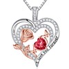 IEFUP Gifts for Mom Necklace, Red Ruby Necklace CZ Rose