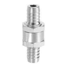 sourcing map 12mm (1/2") Fuel Check Valve, Non-Return One Way Check Valve, Aluminum Alloy Control Accessories for Petrol, Diesel, Gas, Oil, Air, Water, Silver