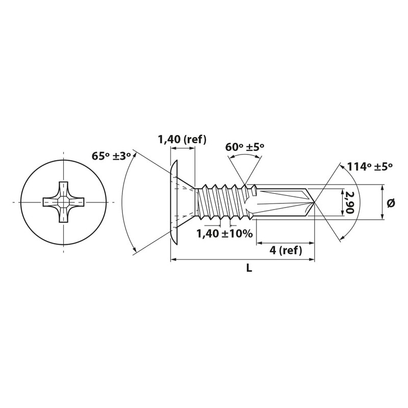 BricoLoco Screw Thread Self Tapping Black White or Zinc Plated