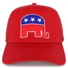 Armycrew Republican Elephant Patch Structured Trucker Mesh Cap - RED