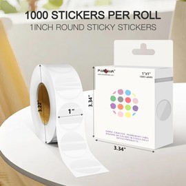 PARLAIM 1 Inch Round Permanent Adhesive Color-Code Dot Stickers,1000 per Roll dots Label Dispenser Box,Circle Stickers Label for Office Home Transparent