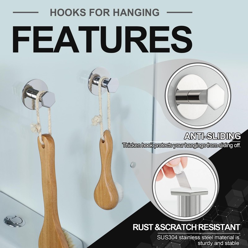 SAYAYO Adhesive Hooks for Hanging Coat, Hat, Robe, Brushes, Stick