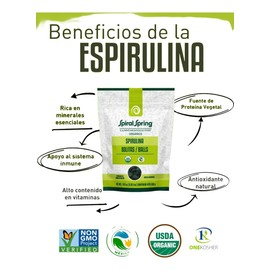 Alga Espirulina Máxima Orgánica Kosher Spirulina 500 Bolitas