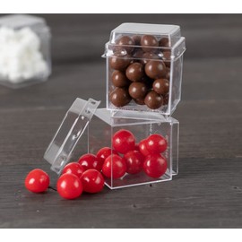 EcoQuality 2 oz Small Square Clear Plastic Dessert Cups with Domed Lids - Disposable Square Treat Candy Boxes with Lids - Dessert Tumbler Cup, Appetizers, Puddings, Tiramisu, Yogurt, Mousse (40 PACK)