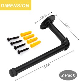 Industrial Pipe Kitchen Paper Towel Holder, Elibbren 2 Pack Heavy Duty DIY Industrial Rustic Wall Mount Paper Towel Ract for Kitchen Bathroom