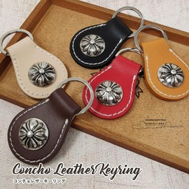 H.N.Z rclk-003 Men's Key Chain, Cowhide Leather, Concho, Native Key Ring, Black