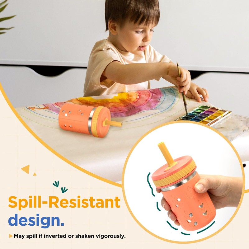 Tronco [4 Pack] 10 oz 2-in-1 Stainless Steel Kids Tumbler