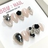 Gorgeous Chic Black Rose Handmade Nail Tips - Almond /