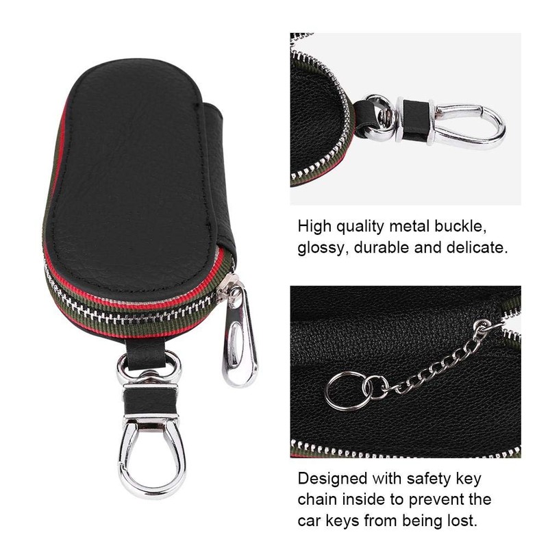 KIMISS Key Case Holder, Universal Car Auto PU Leather Zipper