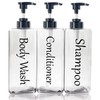 Shampoo and Conditioner Dispenser(Clear, Set of 3, 27oz)- Refillable &