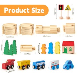 Hojalis Wooden Railway Set, 35 Pieces Railway, Electric Locomotive Wooden Train, Magnetic Railway with Wooden Railways, Children's Electric, for Boys and Girls Aged 3 4 5 6 7 Years