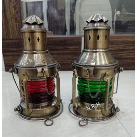 Nautical Antique Lantern Oil Lamp /Decorative Hanging Lantern /Marine Ship Lamp /Maritime Collectible Home Decor Set of 2