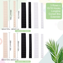 BENECREAT 6 Pairs Corset Bra Extender Hook 3 Rows 15/16 Hooks Black & Navajo Faja Extender White Women's Longline Corset Bra Extender for Bustiers Shapewear Waist Trainer