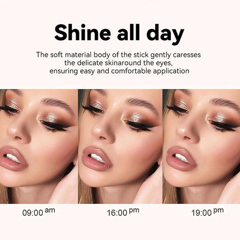 Waterproof Shimmer Eyeshadow Stick – Cream Glitter Pencil for Easy,