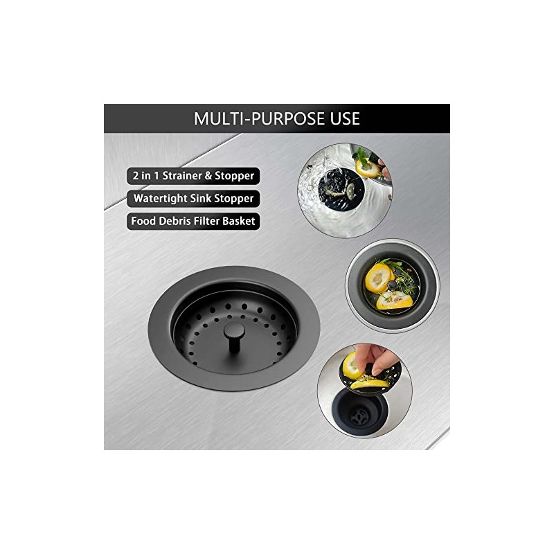 Black Sink Drain 3-1/2 Inch Matte Black Kitchen Sink Drain