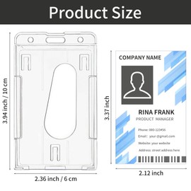 36 Pcs Vertical 2 ID Badge Holder, Heavy Duty Plastic ID Card Holder Transparent Card Protector Clear Badge Protector Cover for Office School IDs Credit Cards