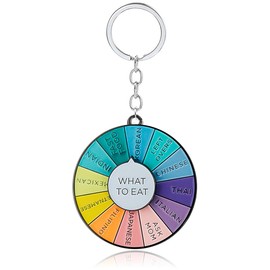 Keychain Food/Funny Decision Spinning Wheel, Funny Metal Rotatable Decision Maker, Cute Bag Charm Accessory, Creative Birthday Gift Fun What to Eat Decision Maker Keyring