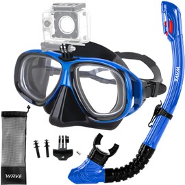 Nearsighted Snorkel Gear, Nearsighted Snorkel Mask Nearsighted Snorkel Set for Adult Youth, Shortsighted Diving Mask & Dry Top Snorkel with Detachable Camera Mount for Scuba Diving, Snorkeling
