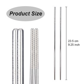 10 pares de palillos de acero inoxidable, Palillos de Metal Reutilizables Palillos Aptos para Lavavajillas, Palillos Chinos Chopsticks Jego de Regalo