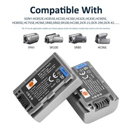 DSTE 2-Pack NP-FP50 NP FP50 Battery + Rapid Dual Battery Charger Compatible with Sony DCR-HC30 DCR-HC40 DCR-HC65 DCR-SR30 DCR-SR60E DCR-SR80E NP-FP30 NP-FP60 NP-FP70 NP-FP90 NP-FP51 NP-FP71 NP-FP91
