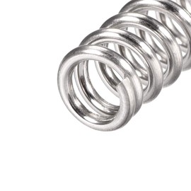sourcing map Pack of 30 Compression Springs, 304 Stainless Steel, 6 mm Outer Diameter, 1 mm Wire Thickness, 5 mm Compressed Length, 10 mm Free Length, 37.2N Load Capacity, Silver Tone